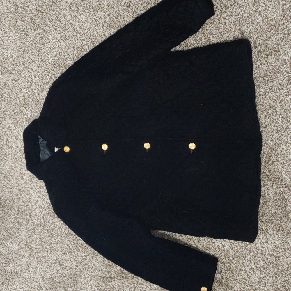 VTG Talbots Black Velvet Quilted Jacket Women's Size S